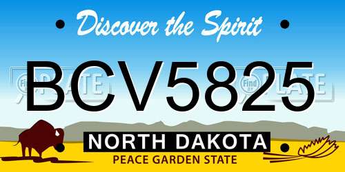 BCV5825 North Dakota License Plate