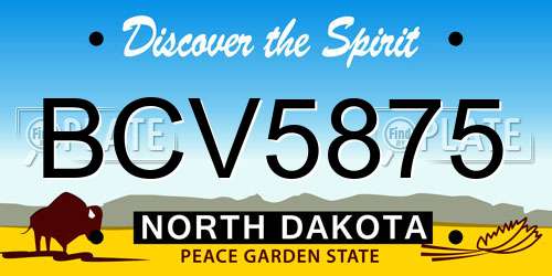 BCV5875 North Dakota License Plate