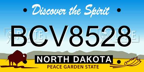 BCV8528 North Dakota License Plate