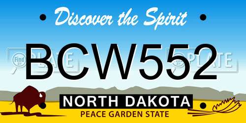 BCW552 North Dakota License Plate