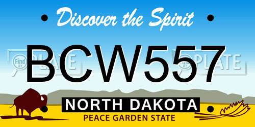 BCW557 North Dakota License Plate