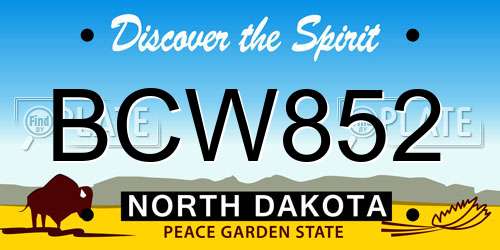BCW852 North Dakota License Plate