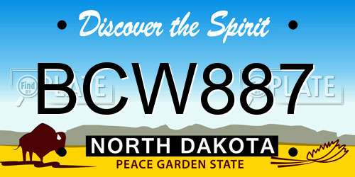 BCW887 North Dakota License Plate