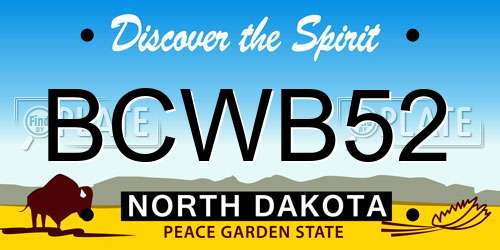 BCWB52 North Dakota License Plate