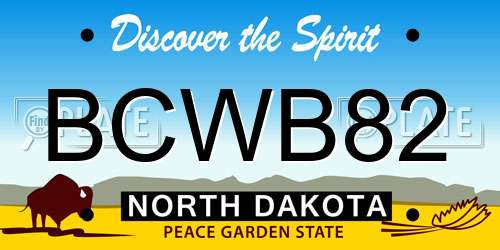 BCWB82 North Dakota License Plate