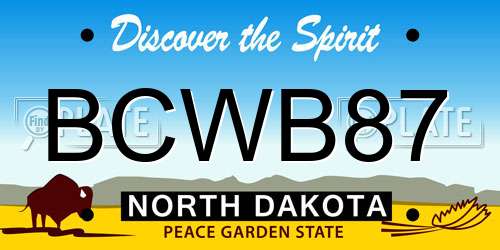 BCWB87 North Dakota License Plate