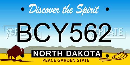 BCY562 North Dakota License Plate