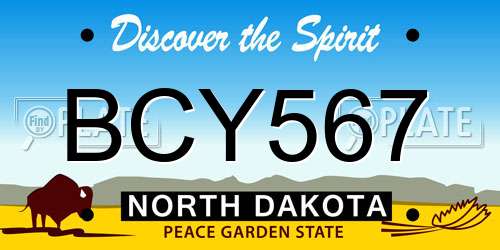 BCY567 North Dakota License Plate