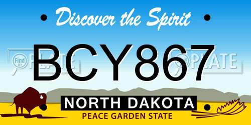BCY867 North Dakota License Plate