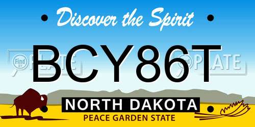 BCY86T North Dakota License Plate