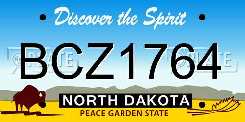BCZ1764 North Dakota License Plate