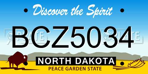BCZ5034 North Dakota License Plate