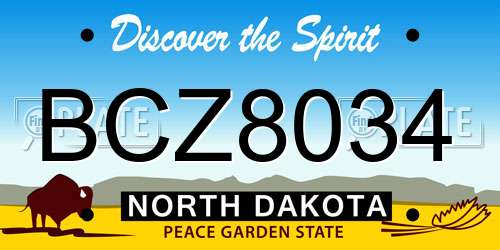 BCZ8034 North Dakota License Plate