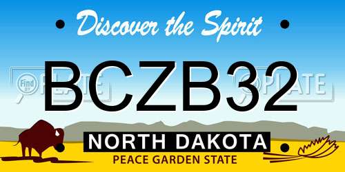 BCZB32 North Dakota License Plate