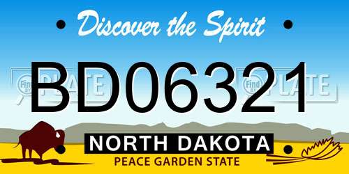 BD06321 North Dakota License Plate