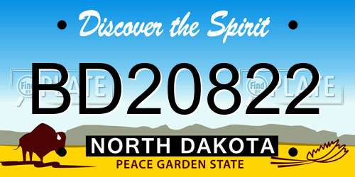 BD20822 North Dakota License Plate