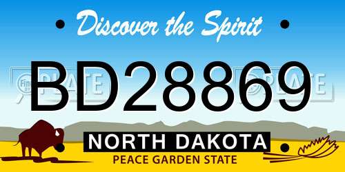 BD28869 North Dakota License Plate