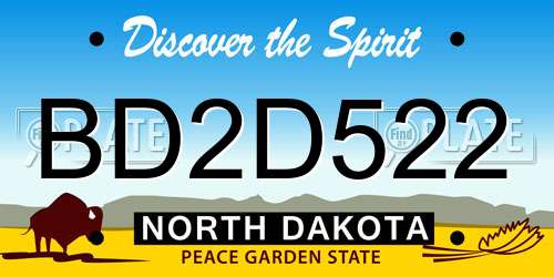 BD2D522 North Dakota License Plate