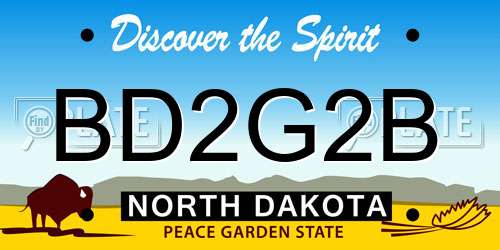 BD2G2B North Dakota License Plate