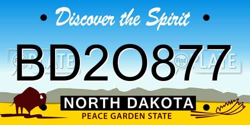 BD2O877 North Dakota License Plate