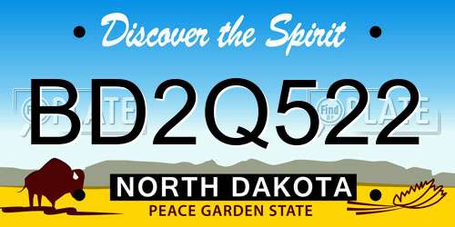 BD2Q522 North Dakota License Plate