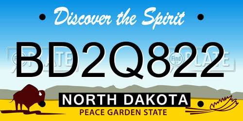 BD2Q822 North Dakota License Plate