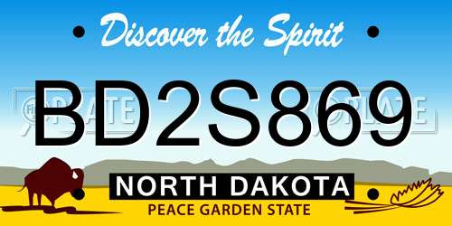 BD2S869 North Dakota License Plate