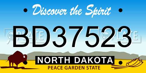 BD37523 North Dakota License Plate