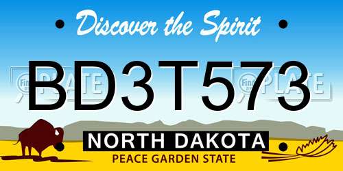BD3T573 North Dakota License Plate