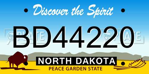 BD44220 North Dakota License Plate