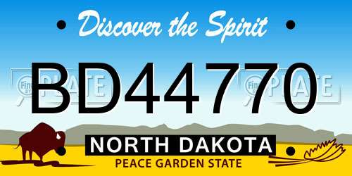 BD44770 North Dakota License Plate