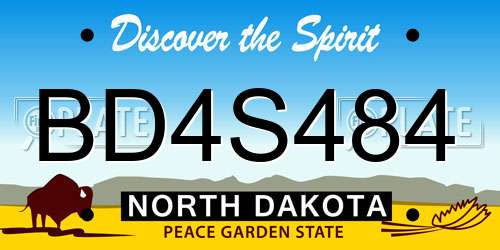 BD4S484 North Dakota License Plate