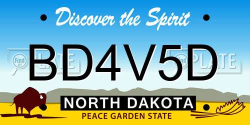 BD4V5D North Dakota License Plate