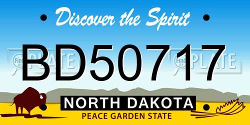BD50717 North Dakota License Plate