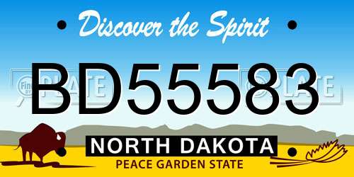 BD55583 North Dakota License Plate