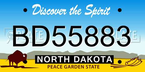 BD55883 North Dakota License Plate