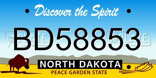 BD58853 North Dakota License Plate