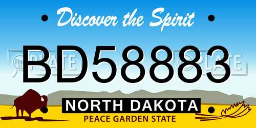 BD58883 North Dakota License Plate