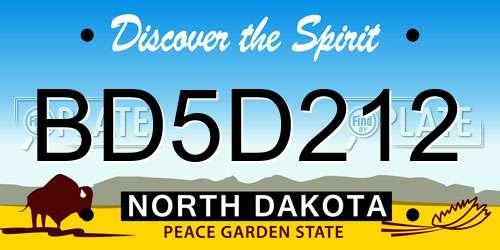 BD5D212 North Dakota License Plate