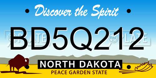 BD5Q212 North Dakota License Plate