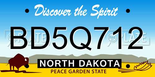 BD5Q712 North Dakota License Plate