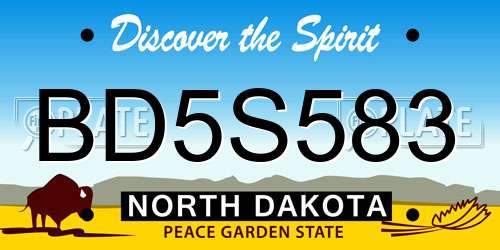 BD5S583 North Dakota License Plate