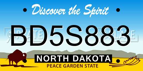 BD5S883 North Dakota License Plate