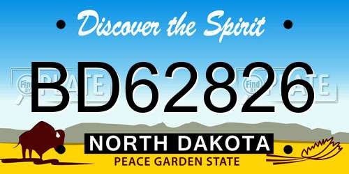 BD62826 North Dakota License Plate