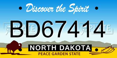 BD67414 North Dakota License Plate