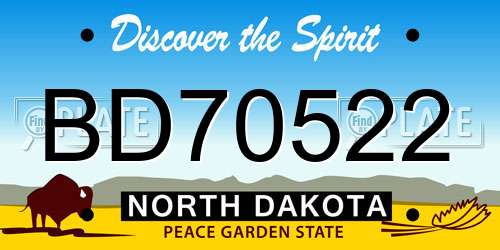 BD70522 North Dakota License Plate