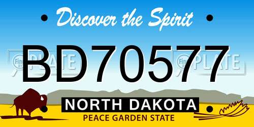 BD70577 North Dakota License Plate