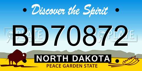 BD70872 North Dakota License Plate