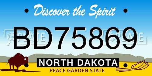 BD75869 North Dakota License Plate