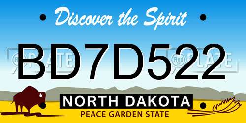 BD7D522 North Dakota License Plate